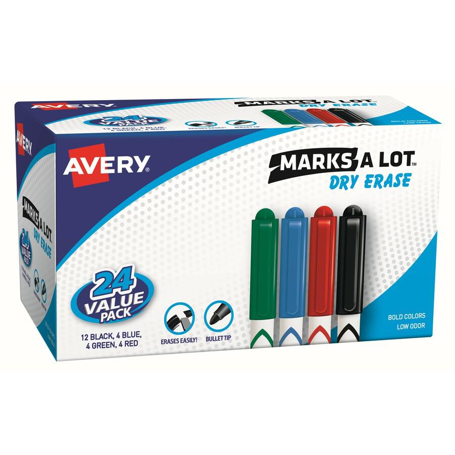 Avery&reg; Pen-Style Dry Erase Markers - Bullet Marker Point Style - Black, Red, Blue, Green - 24 / Box. Picture 2