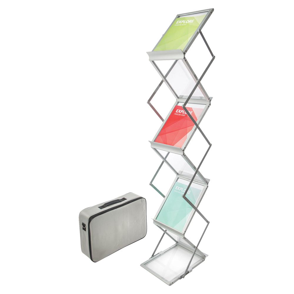 Deflecto Portable Literature Display - 6 Pocket(s) - 59" Height x 10.9" Width x 14.5" Depth - Floor - Collapsible - 1 Each. Picture 6