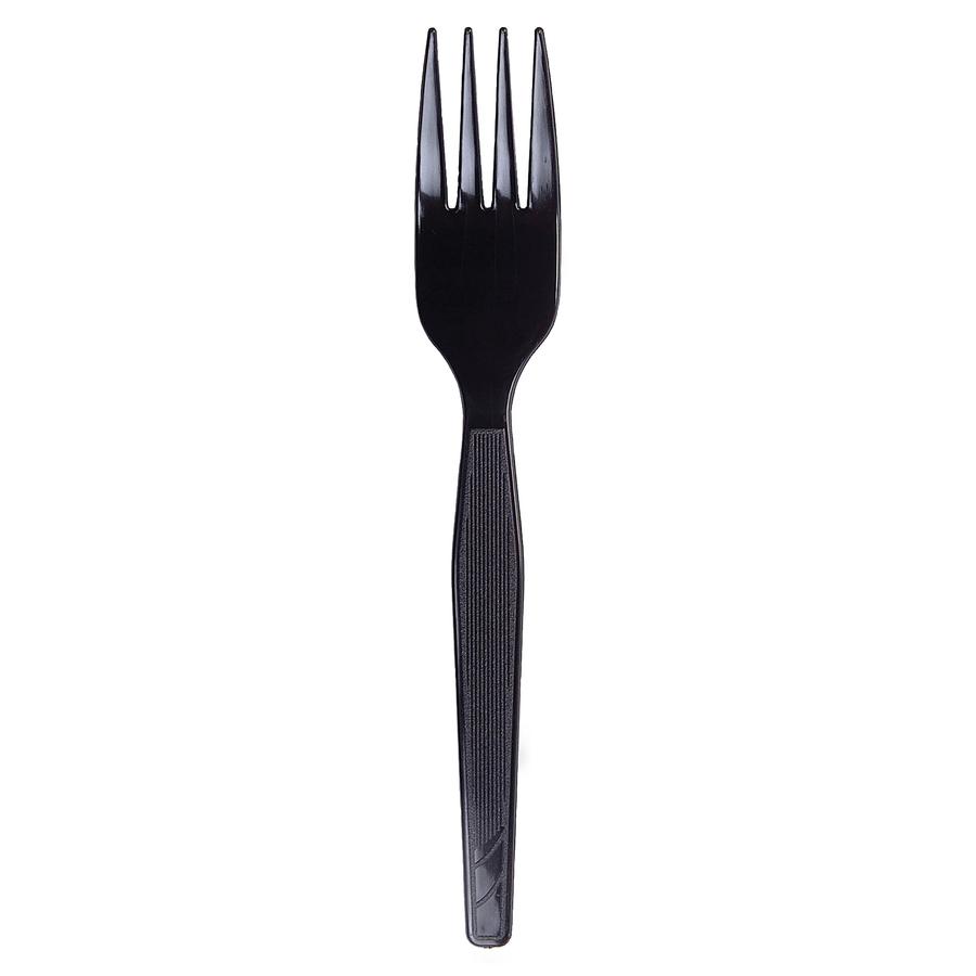 Dixie Medium-Weight Disposable Plastic Forks by GP Pro - 1000/Carton - Polystyrene - Black. Picture 3