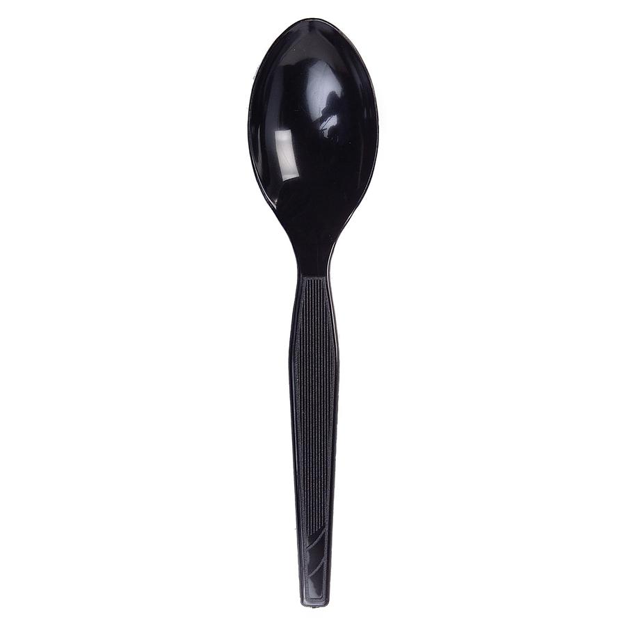 Dixie Medium-weight Disposable Teaspoons by GP Pro - 1000/Carton - Plastic - Black. Picture 3