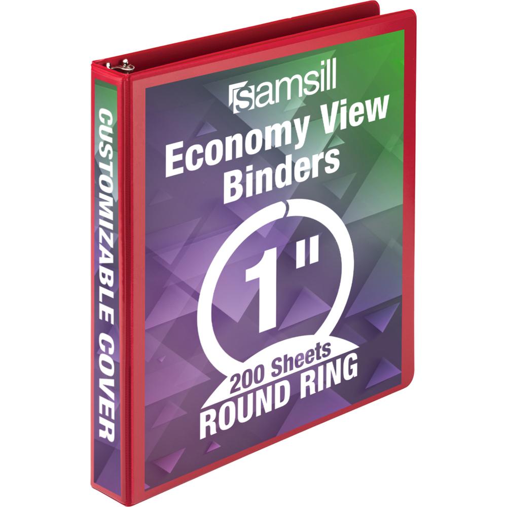 Samsill Economy 1" Round Ring View Binders - 1" Binder Capacity - Letter - 8 1/2" x 11" Sheet Size - 200 Sheet Capacity - 3 x Round Ring Fastener(s) - 2 Internal Pocket(s) - Chipboard, Polypropylene -. Picture 3