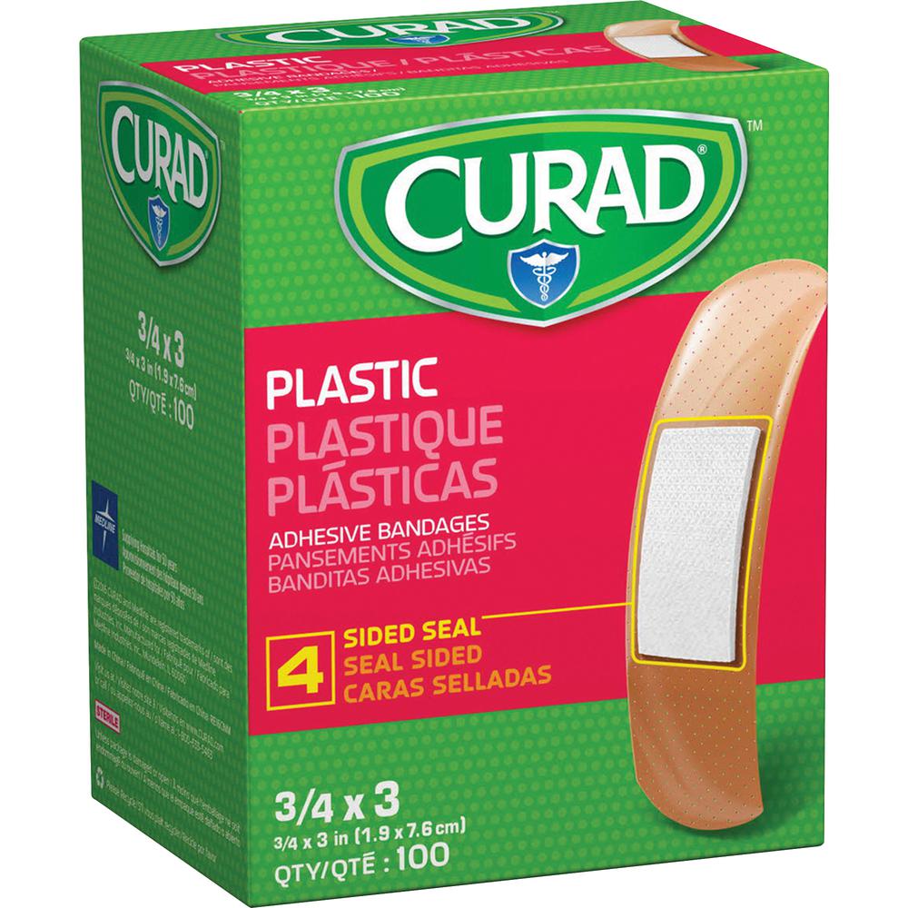 Medline Plastic Adhesive Bandages - 0.75" x 3" - 100/Box - Tan. Picture 2