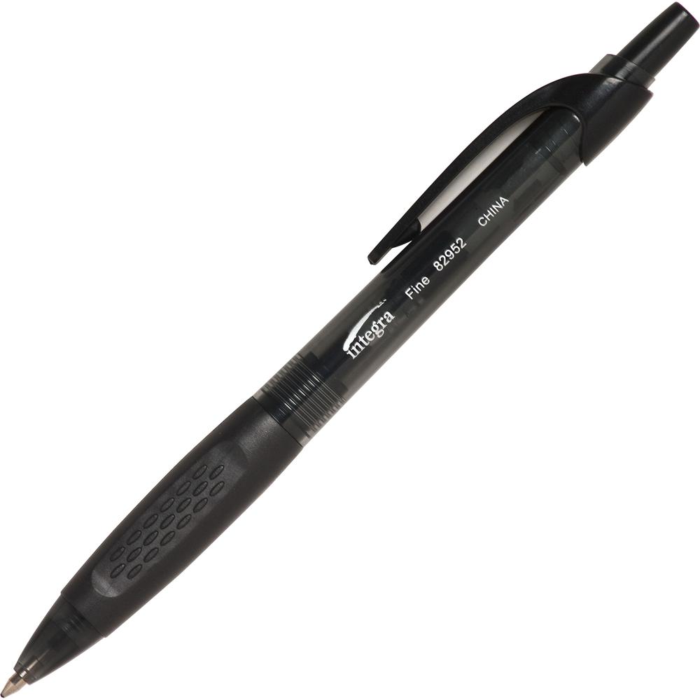 Integra 82952 Retractable Ballpoint Pens - Fine Pen Point - Retractable - Black - Black, Transparent Barrel - 1 Dozen. Picture 5