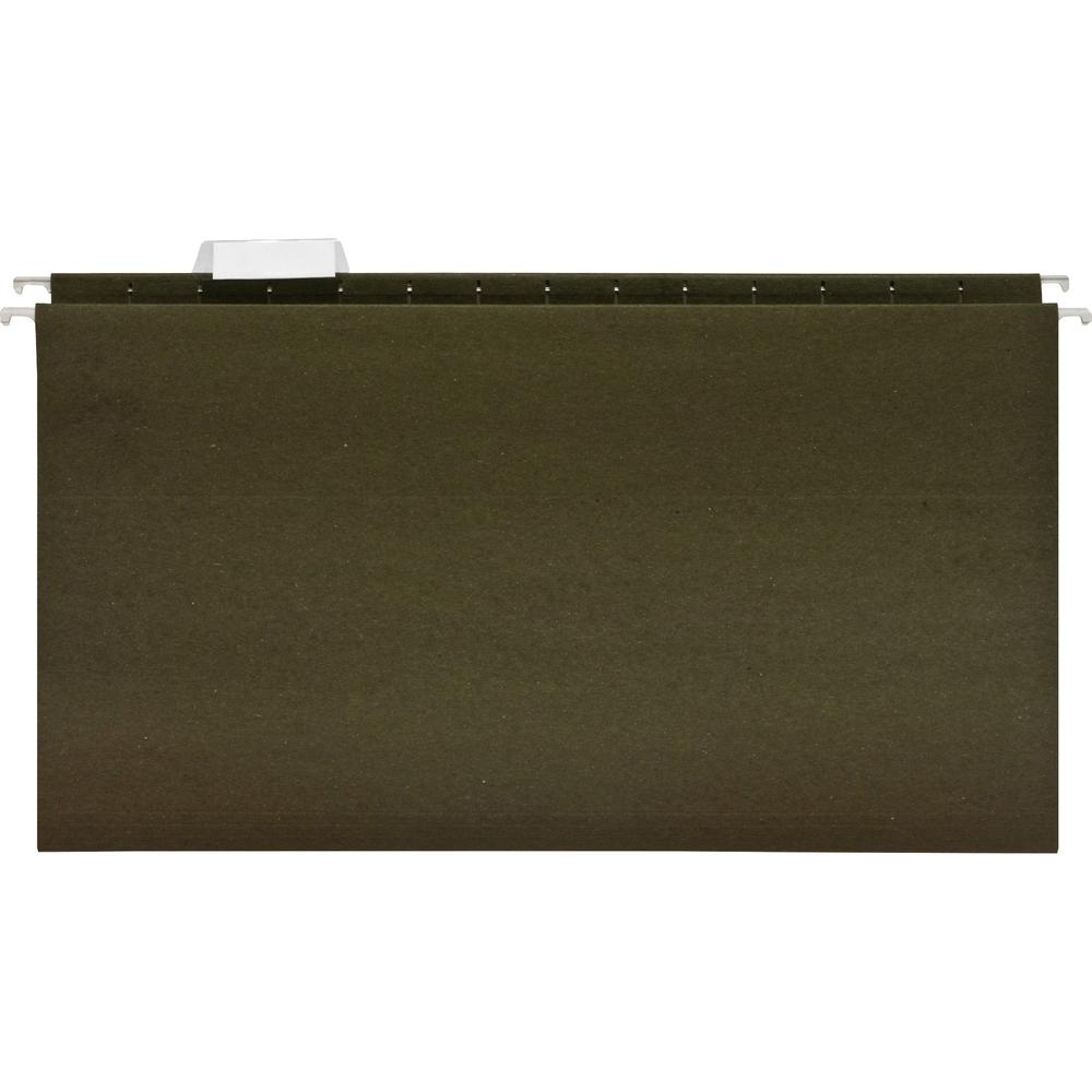 Business Source 1/5 Tab Cut Legal Recycled Hanging Folder - 8 1/2" x 14" - Poly - Green - 100% Recycled - 25 / Box. Picture 6