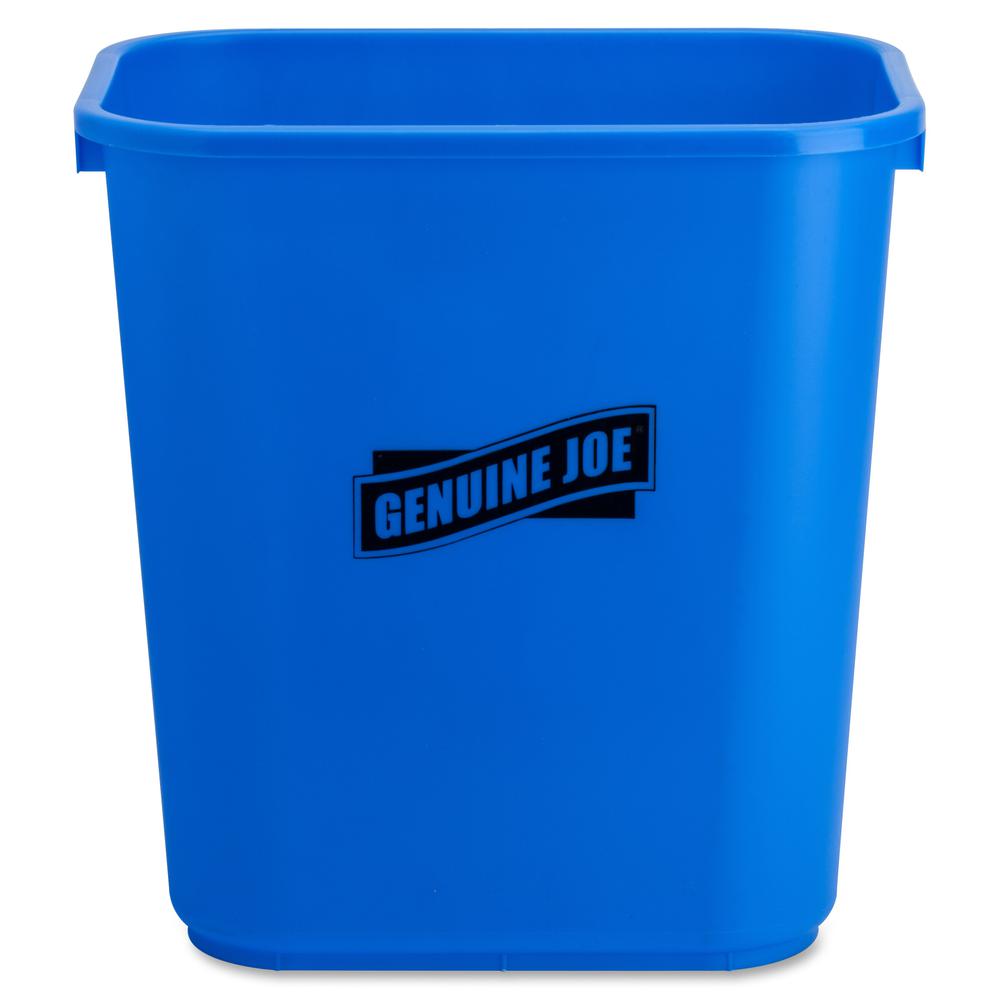 Genuine Joe 28-1/2 Quart Recycle Wastebasket - 7.13 gal Capacity - Rectangular - 15" Height x 14.5" Width x 10.5" Depth - Blue, White - 1 Each. Picture 9
