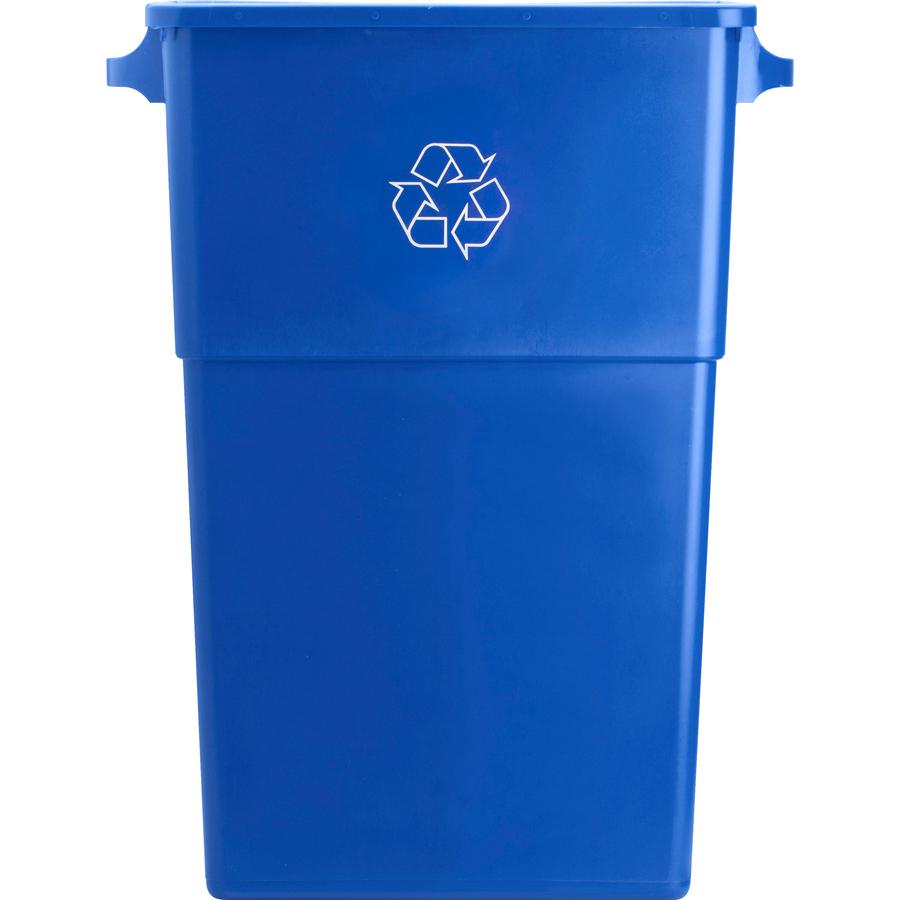 Genuine Joe 23 Gallon Recycling Container - 23 gal Capacity - Rectangular - 30" Height x 22.5" Width x 11" Depth - Blue, White - 1 Each. Picture 3
