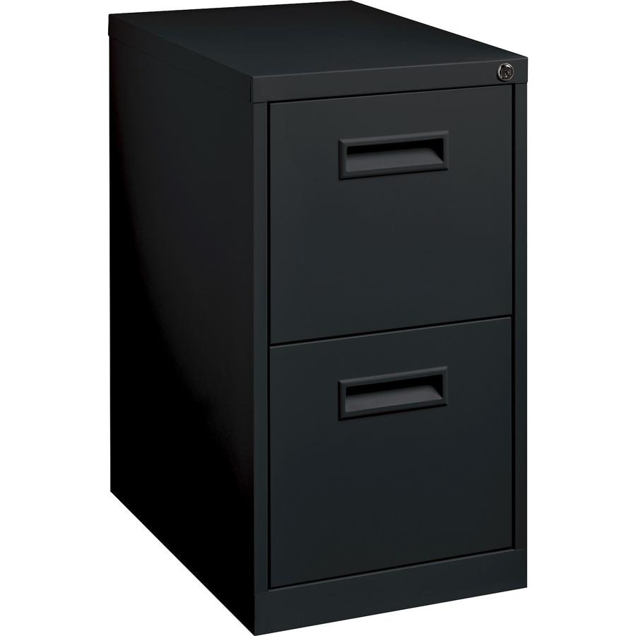 Lorell 19" File/File Mobile File Cabinet with Recessed Pull - 15" x 19" x 28" - 2 x Drawer(s) for File - Letter - Locking Casters, Security Lock, Ball-bearing Suspension - Black - Powder Coated - Stee. Picture 8