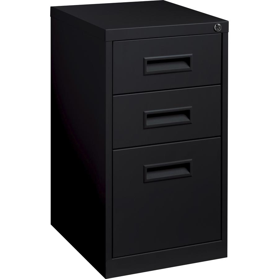 Lorell 19" Box/Box/File Mobile File Cabinet with Recessed Pull - 15" x 19" x 28" - 3 x Drawer(s) for Box, File - Letter - Ball-bearing Suspension - Black - Steel - Recycled. Picture 7