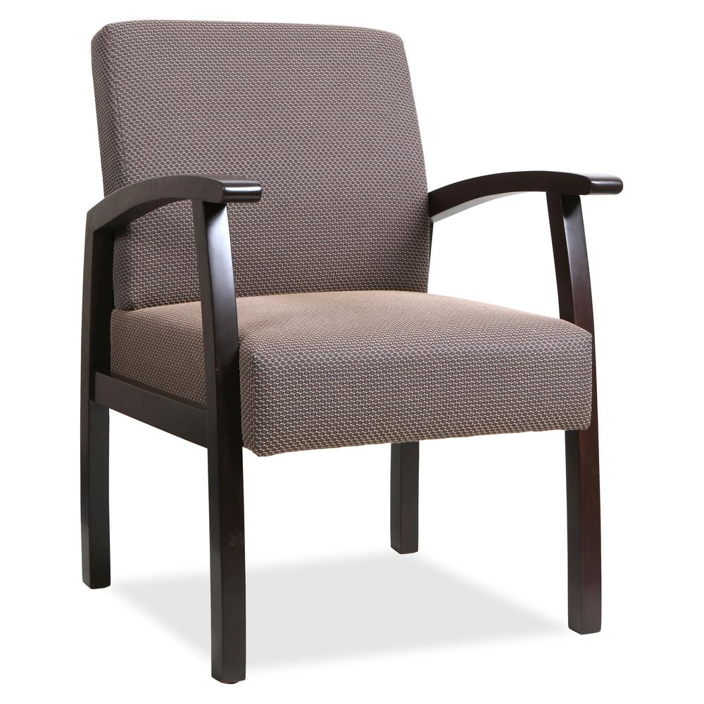 Lorell Thickly Padded Guest Chair - Espresso Frame - Four-legged Base - Taupe - 1 Each. Picture 5