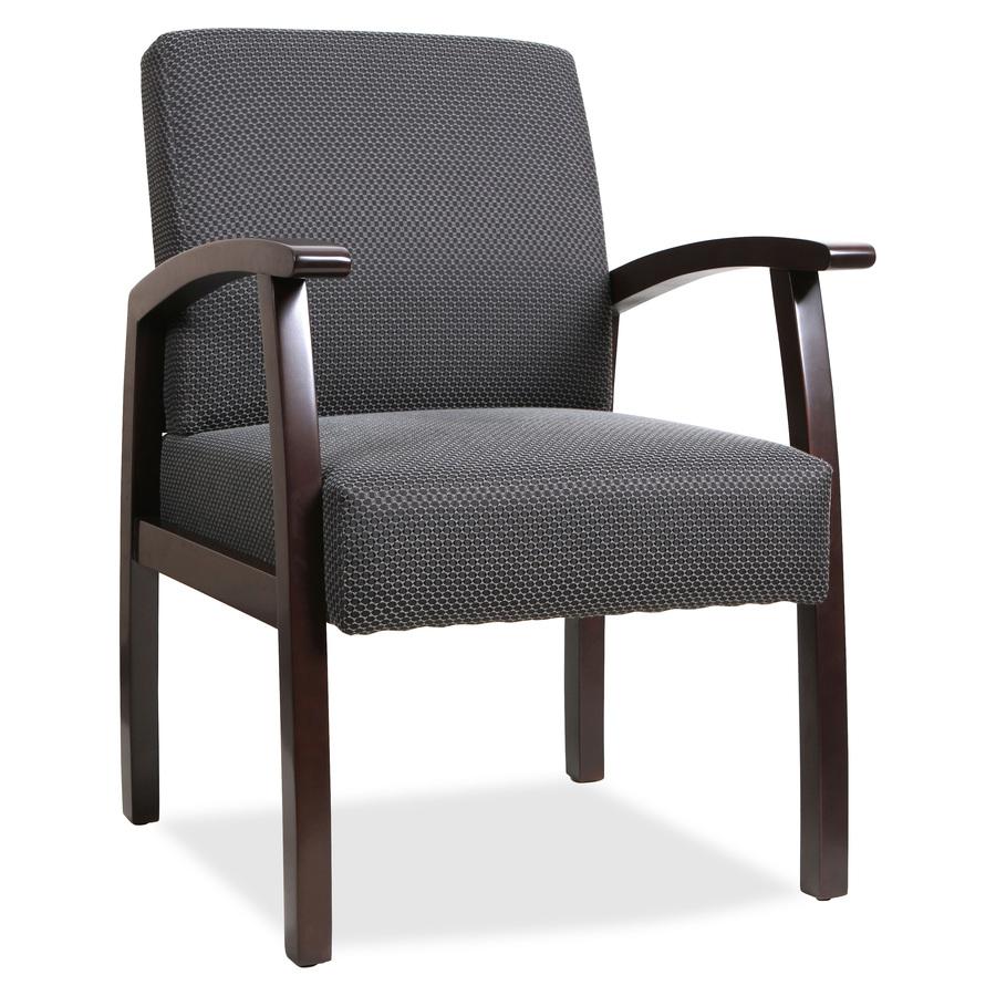 Lorell Thickly Padded Guest Chair - Espresso Frame - Four-legged Base - Charcoal - 1 Each. Picture 5