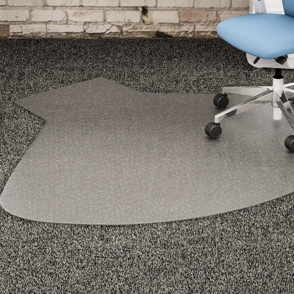 Lorell L-Workstation Medium-pile Chairmat - Carpeted Floor - 66" Length x 60" Width x 0.13" Thickness - Lip Size 12" Length x 20" Width - Vinyl - Clear. Picture 7