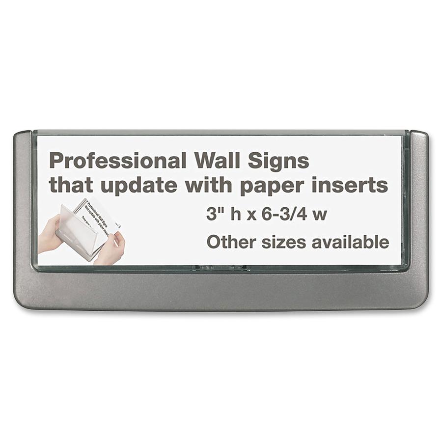 DURABLE&reg; CLICK SIGN with Cubicle Panel Pins - 2-1/8" x 5-7/8" - 2 Pins - Anti-glare - Acrylic, Aluminum - Updateable - Graphite - 1 Pack. Picture 3