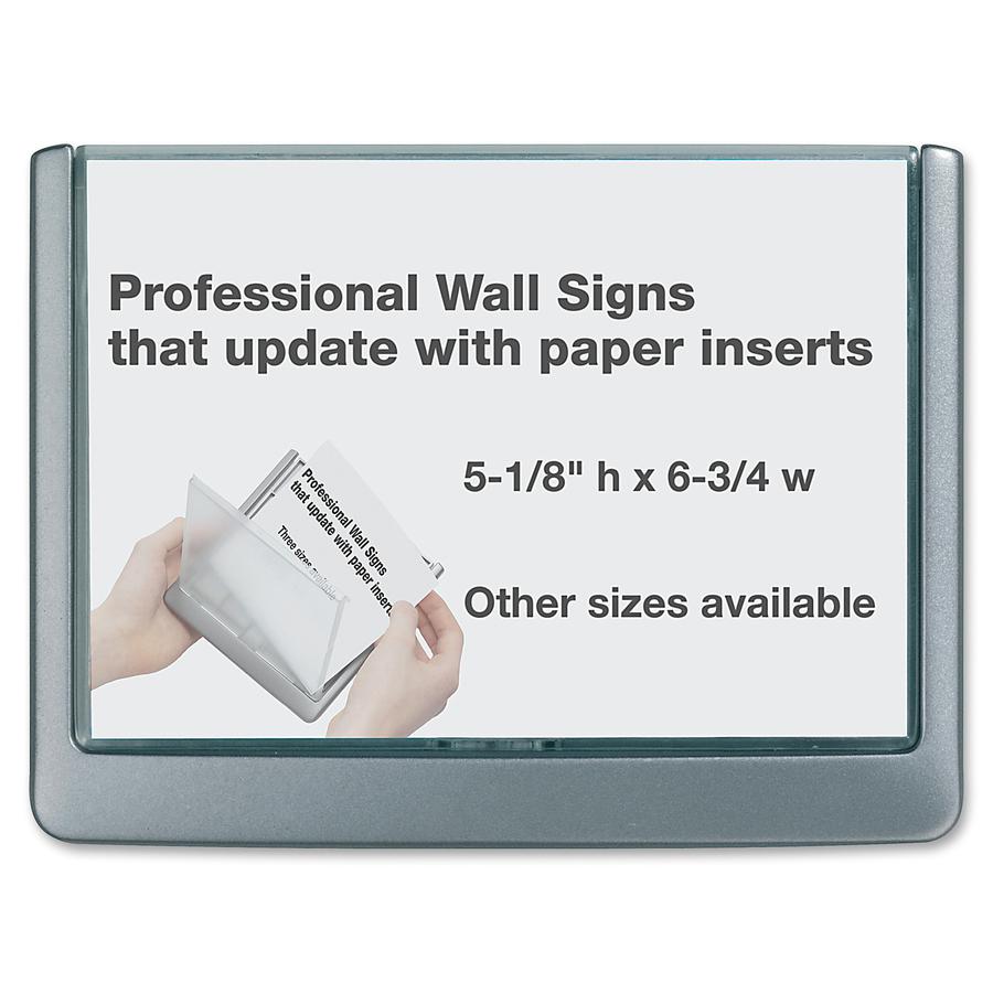 DURABLE&reg; CLICK SIGN with Cubicle Panel Pins - 4-1/8" x 5-7/8" - 2 Pins - Anti-glare - Acrylic, Aluminum - Updateable - Graphite - 1 Pack. Picture 3