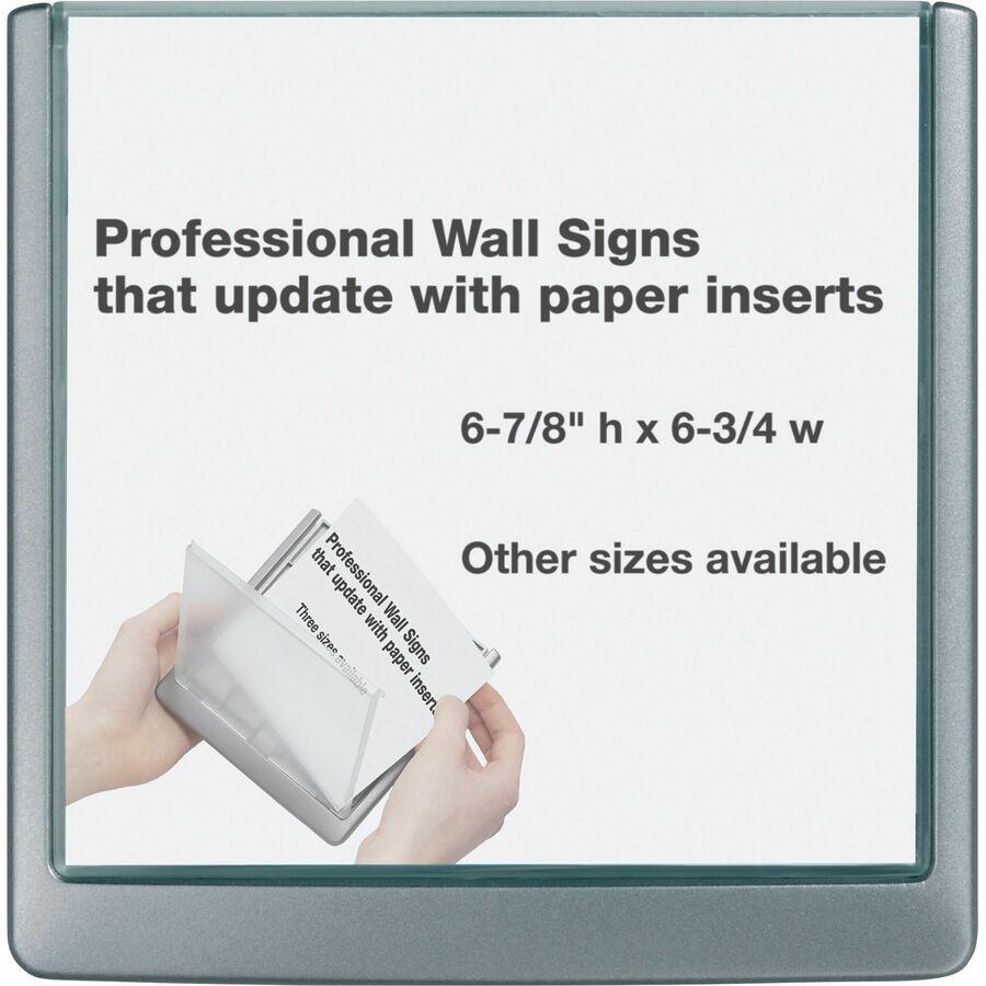 DURABLE&reg; CLICK SIGN with Cubicle Panel Pins - 5-7/8" x 5-7/8" - 2 Pins - Anti-glare - Acrylic, Aluminum - Updateable - Graphite - 1 Pack. Picture 3