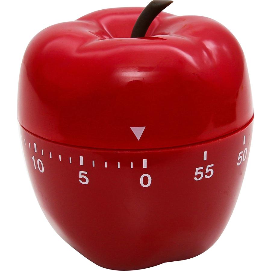 Baumgartens Red Apple Timer - 1 Hour - For Office, Classroom - Red. Picture 3