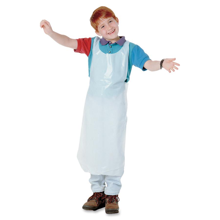 Baumgartens Kids Disposable Apron - Polyethylene - White - 100 / Pack. Picture 6