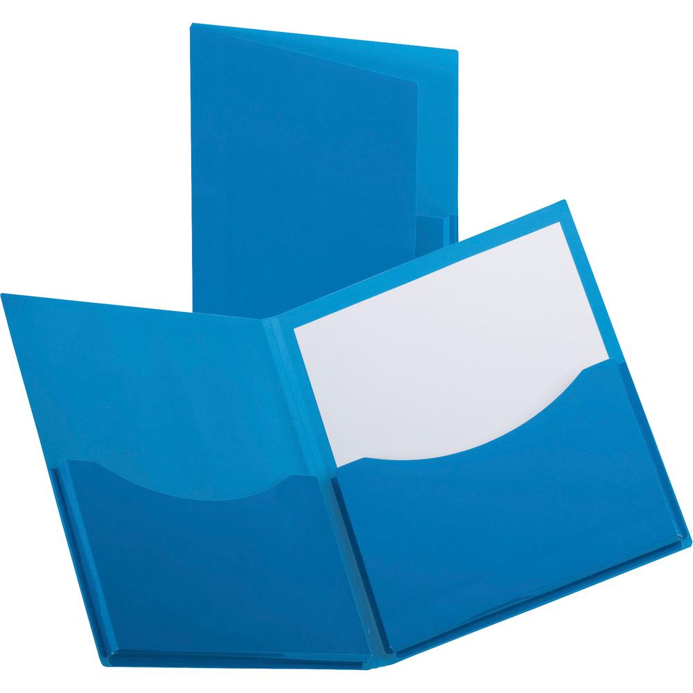 Oxford Letter Pocket Folder - 8 1/2" x 11" - 200 Sheet Capacity - 2 Pocket(s) - Navy - 20 / Box. Picture 2