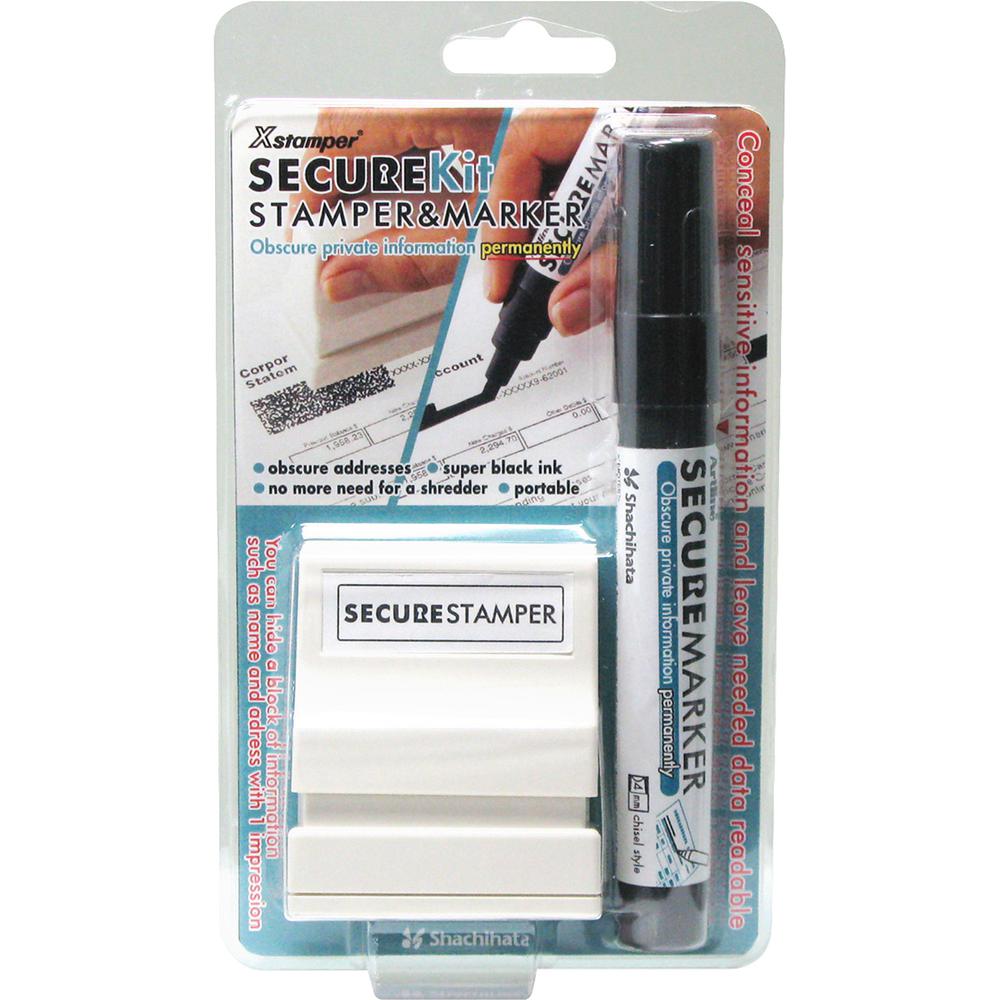 Xstamper Small Security Stamper Kit - 0.50" Impression Width x 1.69" Impression Length - Black - 1 / Pack. Picture 2