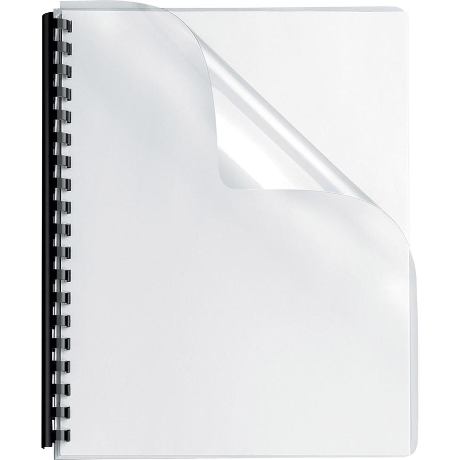 Fellowes Crystals&trade; Clear PVC Covers - Oversize, 100 pack - 11.3" Height x 8.8" Width x 0" Depth - 8 3/4" x 11 1/4" Sheet - Rectangular - Clear - PVC Plastic - 100 / Pack. Picture 4
