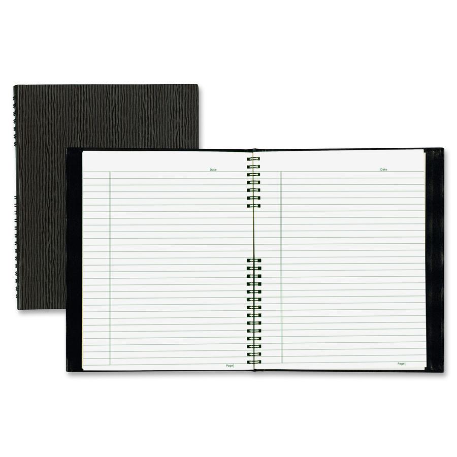 Blueline NotePro Hard Romanel Cover Notebook - Letter - 200 Sheets - Twin Wirebound - Ruled - 8 1/2" x 11" - Black Cover - Pocket, Hard Cover, Index Sheet, Micro Perforated, Self-adhesive Tab - Recycl. Picture 2