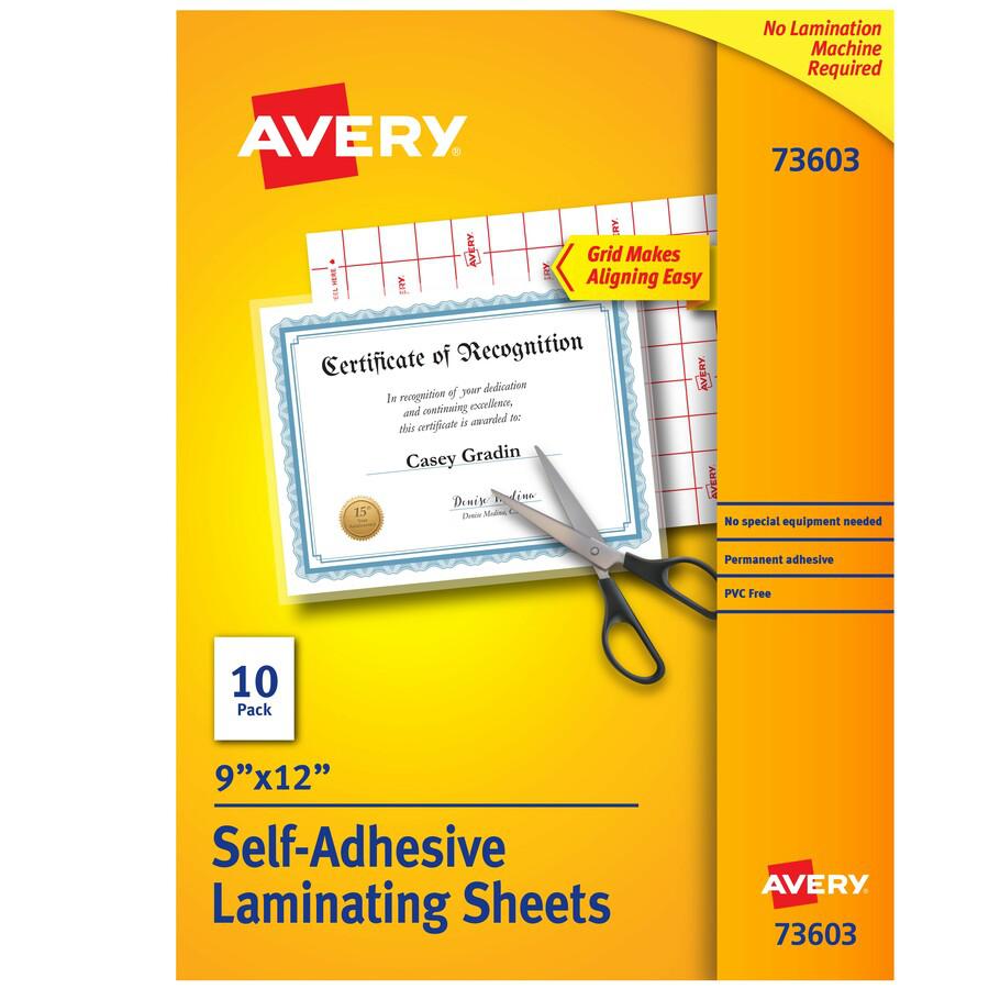 Avery&reg; Self-Adhesive Laminating Sheets - Laminating Pouch/Sheet Size: 9" Width x 12" Length - for Document, Card, Certificate, Artwork - Self-adhesive, Easy to Use, Easy Peel, Non-toxic, Self-seal. Picture 2