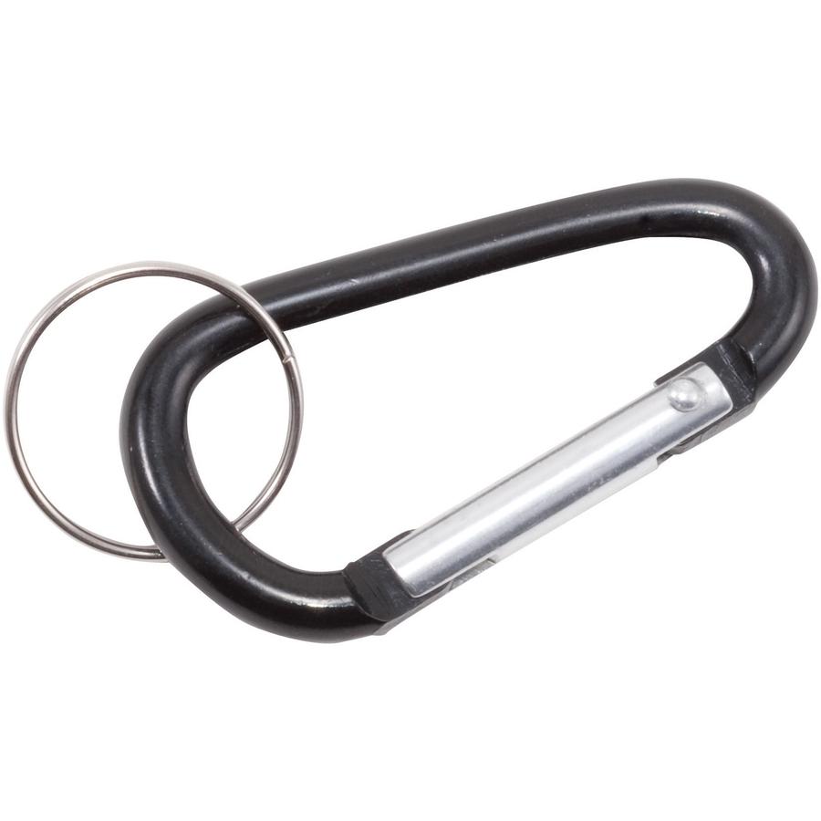 Advantus Split Key Ring Carabiner Key Ring - Aluminum - 10 / Pack - Black. Picture 2