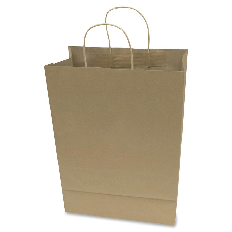 COSCO Premium Large Brown Paper Shopping Bags - 12" Width x 17" Length - Kraft - Paper - 50/Box - Shopping. Picture 2