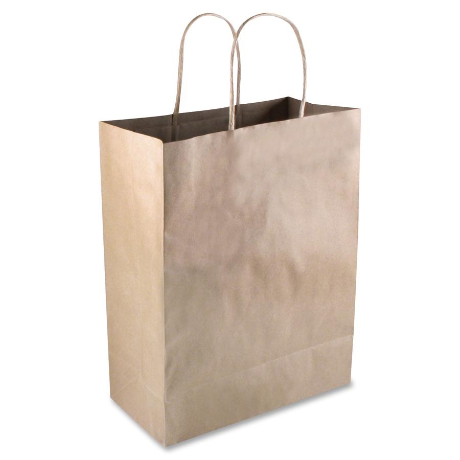 COSCO Premium Large Brown Paper Shopping Bags - 10" Width x 13" Length - Kraft - Paper - 50/Box - Shopping. Picture 2