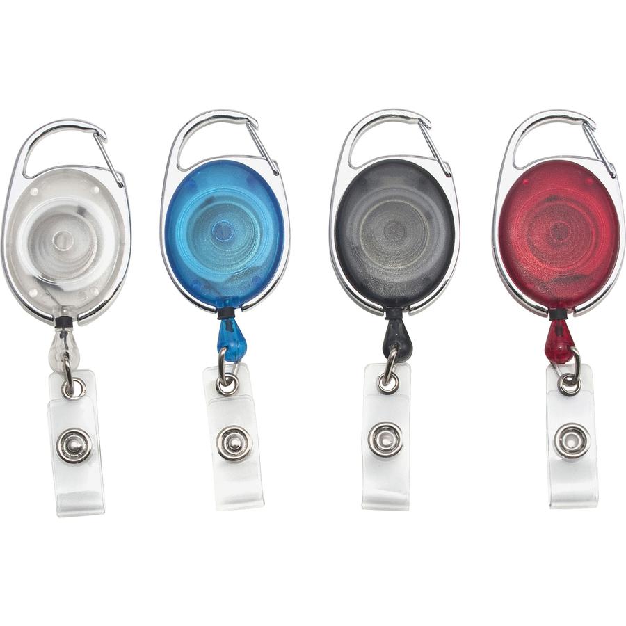 Advantus Retractable Carabiner-Style ID Reel - Extendable, Retractable - 20 / Pack - Clear, Blue, Smoke, Red. Picture 2