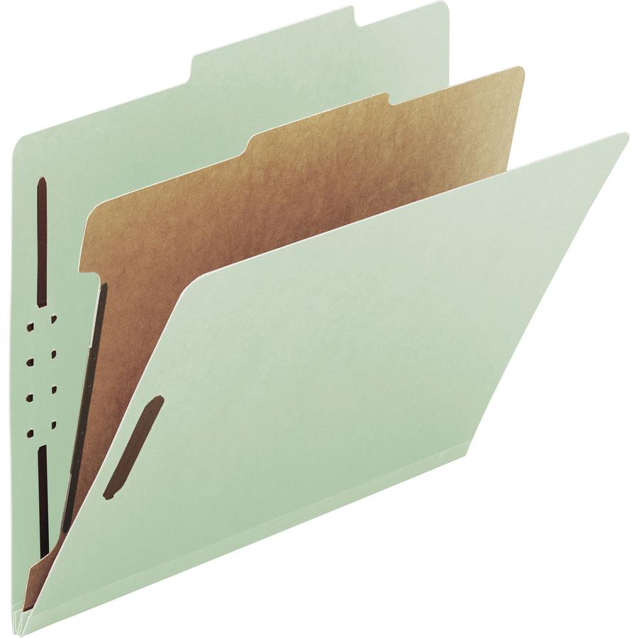 Smead 2/5 Tab Cut Legal Recycled Classification Folder - 8 1/2" x 14" - 2" Expansion - 4 x 2K Fastener(s) - 1" Fastener Capacity, 2" Fastener Capacity - Top Tab Location - Right of Center Tab Position. Picture 5