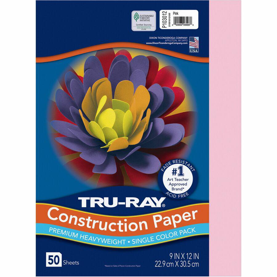 Tru-Ray Construction Paper - Project, Bulletin Board - 12"Width x 9"Length - 50 / Pack - Pink - Sulphite. Picture 2