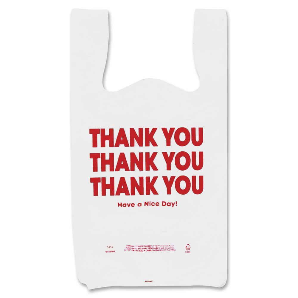 COSCO Thank You Plastic Bags - 11" Width x 22" Length - 0.55 mil (14 Micron) Thickness - High Density - White - Plastic - 250/Box. Picture 3