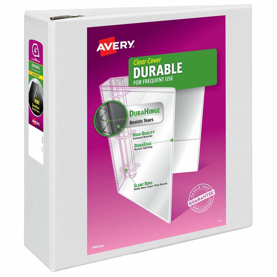 Avery&reg; Durable View 3 Ring Binder - 4" Binder Capacity - Letter - 8 1/2" x 11" Sheet Size - 780 Sheet Capacity - 3 x Ring Fastener(s) - 4 Pocket(s) - Polypropylene - Recycled - Pocket, Durable, Lo. Picture 3