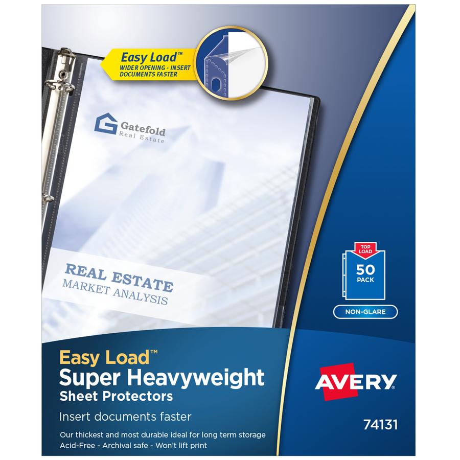 Avery&reg; Super-Heavyweight Sheet Protectors - 10 x Sheet Capacity - For Letter 8 1/2" x 11" Sheet - 3 x Holes - Ring Binder - Top Loading - Clear - Polypropylene - 50 / Box. Picture 2
