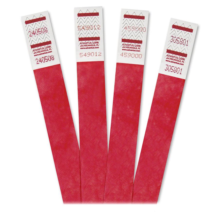Advantus 500-Pack Tyvek Colored Wrist Bands - 3/4" x 9 3/4" Length - Rectangle - Red - Tyvek - 500 / Pack. Picture 2