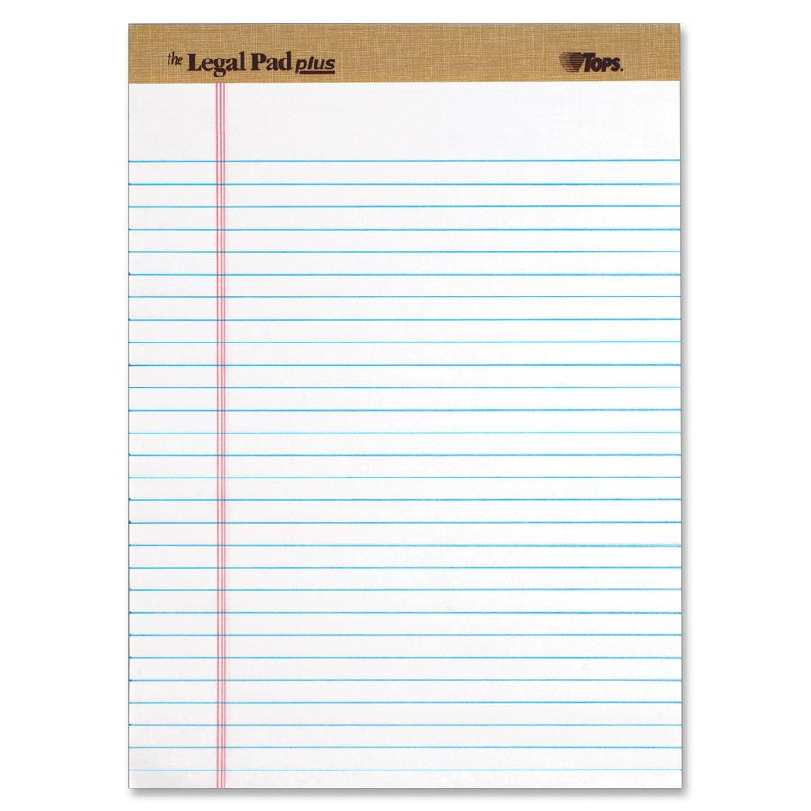 Tops The Legal Pad 71533 Notepad - 50 Sheets - Letter - 8 1/2" x 11" - White Paper - Perforated - 1 Dozen. Picture 2