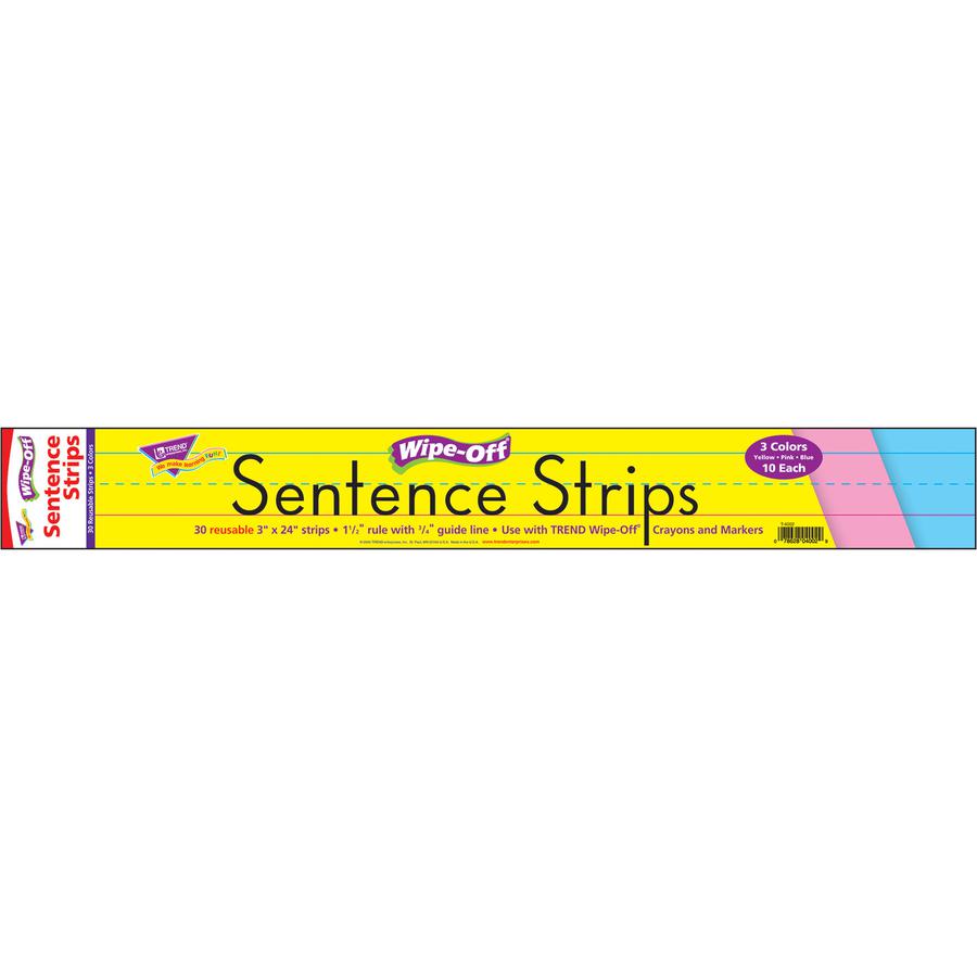 Trend 24" Multicolor Wipe-Off Sentence Strips - Theme/Subject: Learning - Skill Learning: Writing, Spelling, Word, Stories - 1 / Pack. Picture 2