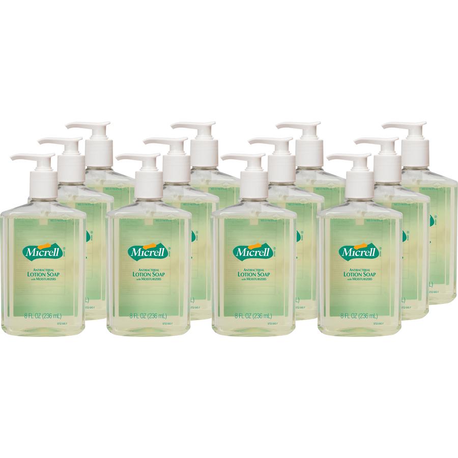 Micrell Antibacterial Lotion Soap - Citrus ScentFor - 8 fl oz (236.6 mL) - Pump Bottle Dispenser - Kill Germs, Grease Remover - Hand - Anti-irritant, Bio-based - 12 / Carton. Picture 4