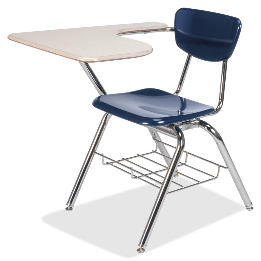 Virco Martest 3700BR Tablet Arm Chair Desk - Sandstone Top - Four Leg Base - 28" Table Top Length x 20" Table Top Width - Navy - Plastic Top Material - 2 / Carton. Picture 2