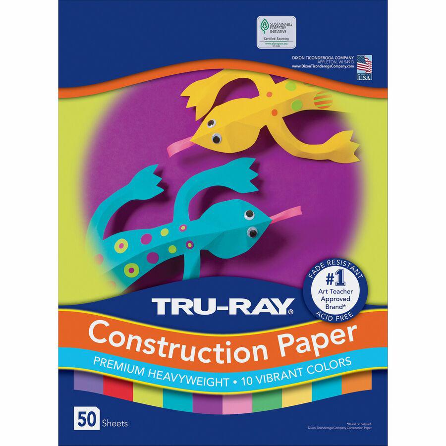 Tru-Ray Construction Paper - ClassRoom Project - 12"Width x 9"Length - 50 / Pack - Bright Assorted - Sulphite. Picture 5