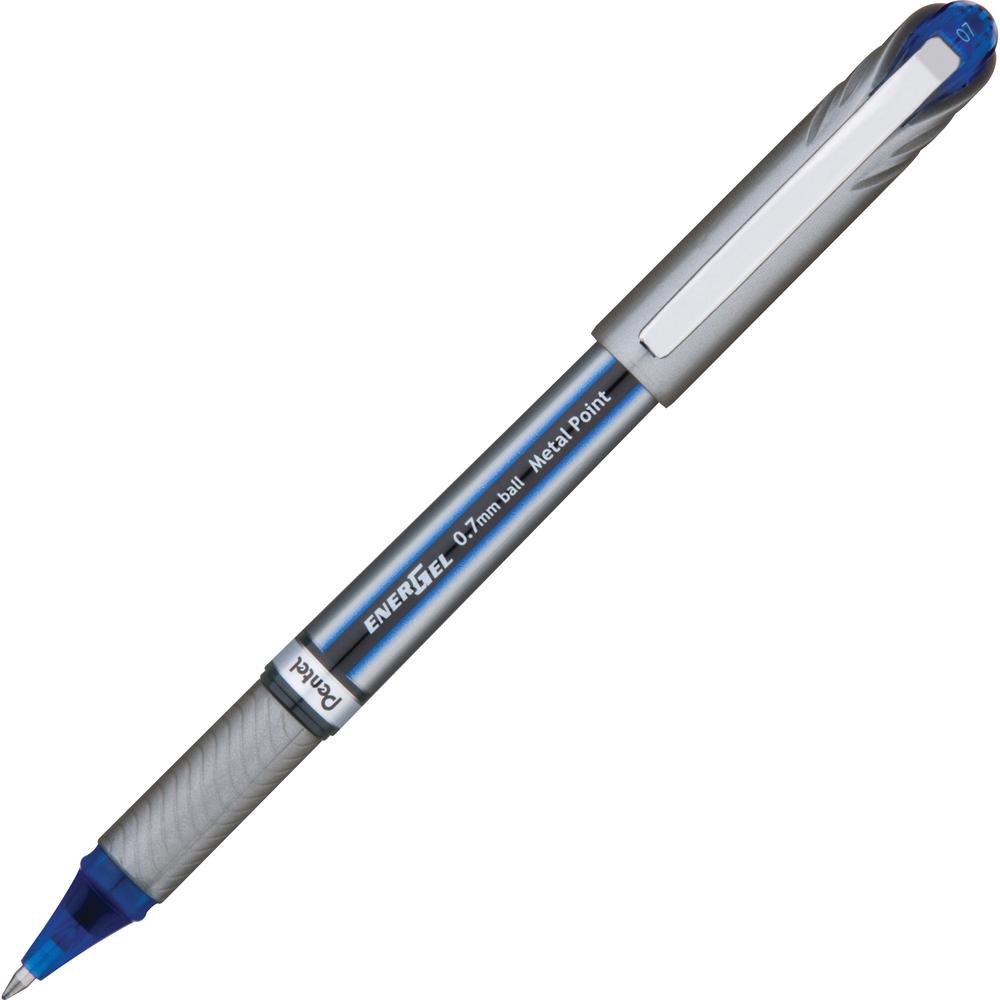 EnerGel EnerGel NV Liquid Gel Pens - Medium Pen Point - 0.7 mm Pen Point Size - Blue Gel-based Ink - Gray Barrel - Metal Tip - 1 Dozen. Picture 2