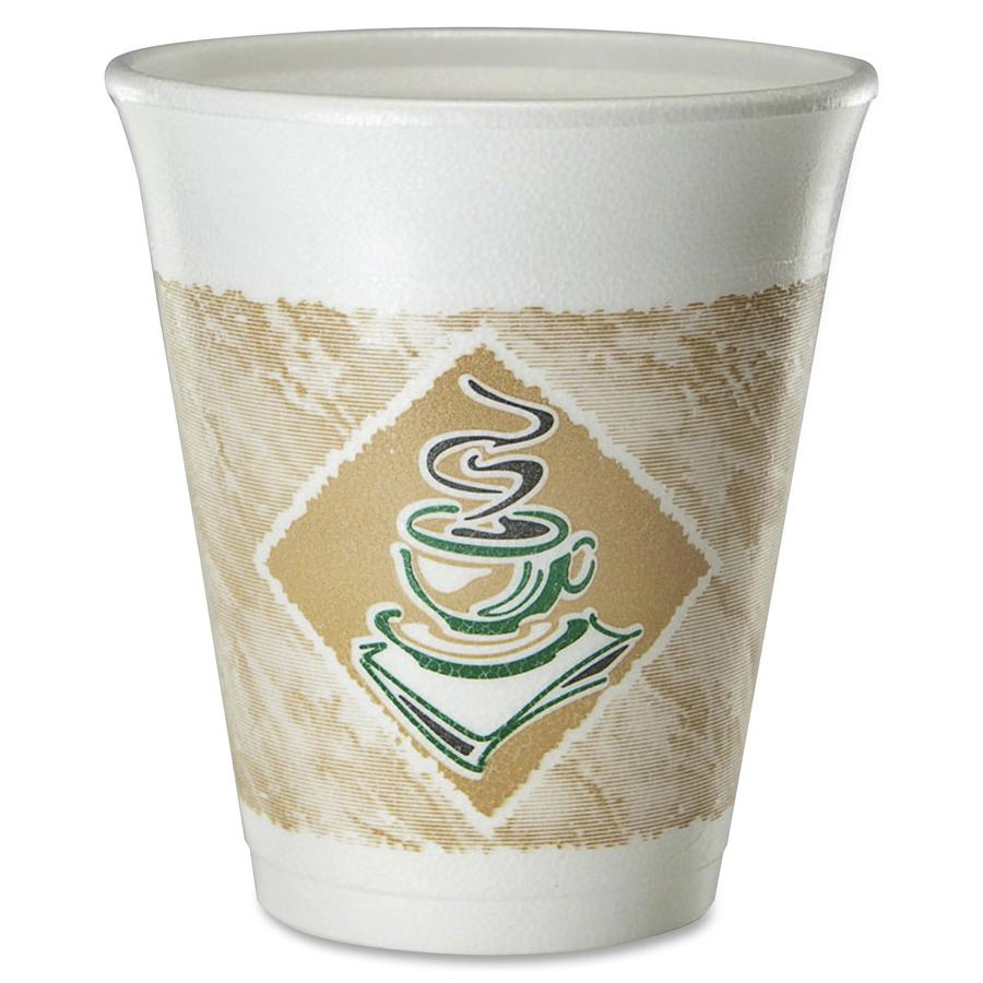 Dart 8 oz Cafe G Design Insulated Foam Cups - 25 / Pack - 40 / Carton - White, Brown, Green - Foam - Hot Drink, Cold Drink. Picture 2