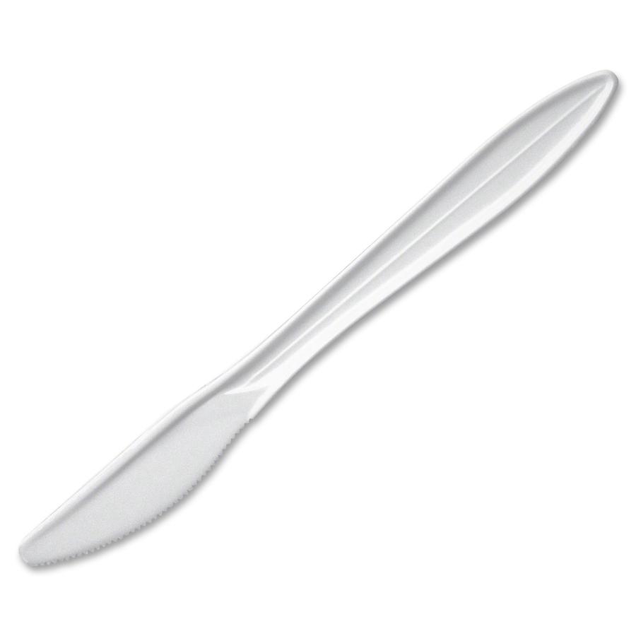 Dart Style Setter Medium-weight Plastic Cutlery - 1 Piece(s) - 1000/Carton - Dinner Knife - 1 x Dinner Knife - White. Picture 2