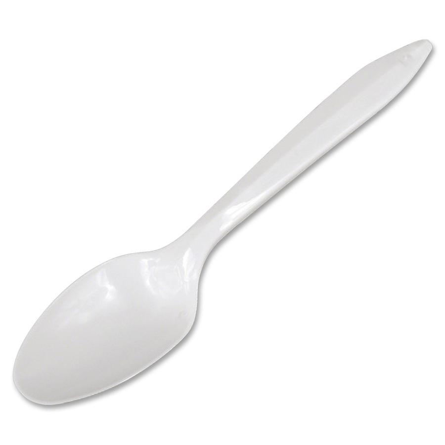 Dart Style Setter Medium-weight Plastic Cutlery - 1000/Carton - Teaspoon - Disposable - White. Picture 2