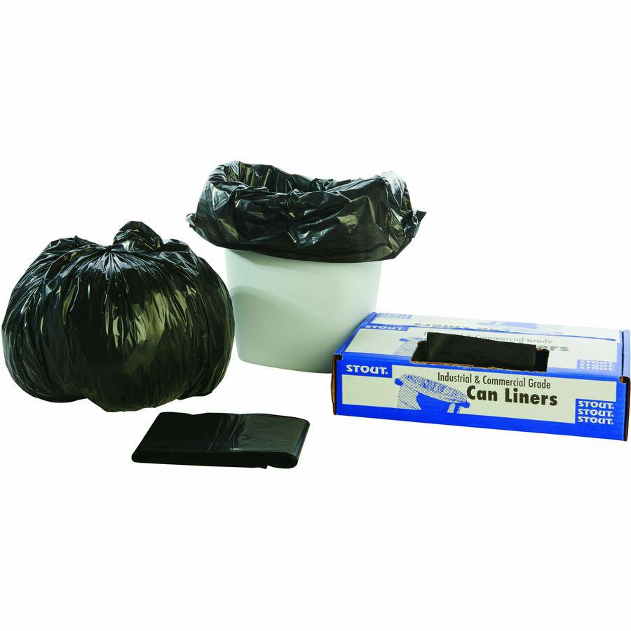 Stout Recycled Content Trash Bags - 10 gal/55 lb Capacity - 24" Width x 24" Length - 1 mil (25 Micron) Thickness - Brown - Resin - 250/Carton - Recycled. Picture 13