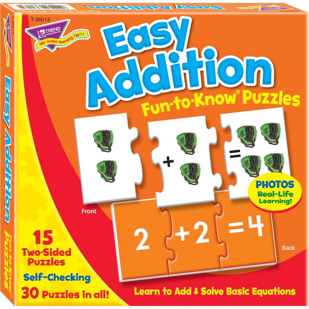 Trend Easy Addition Fun-to-Know Puzzles - Theme/Subject: Learning - Skill Learning: Addition, Number Recognition - 5 Year & Up - 45 Pieces - Multicolor. Picture 2