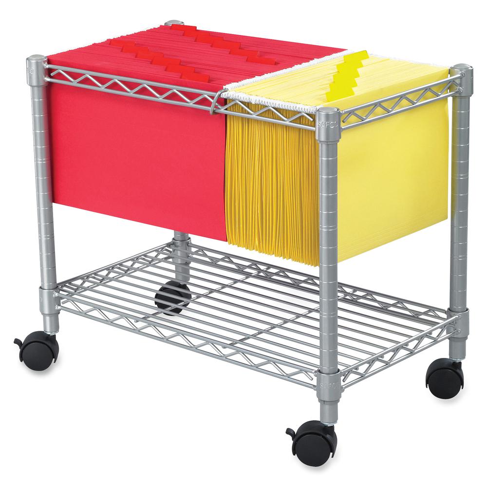 Safco 5201GR Wire Mobile File - 1 Shelf - 300 lb Capacity - 4 Casters - 2" Caster Size - Steel - x 14" Width x 24" Depth x 20.5" Height - Gray - 1 Each. Picture 2