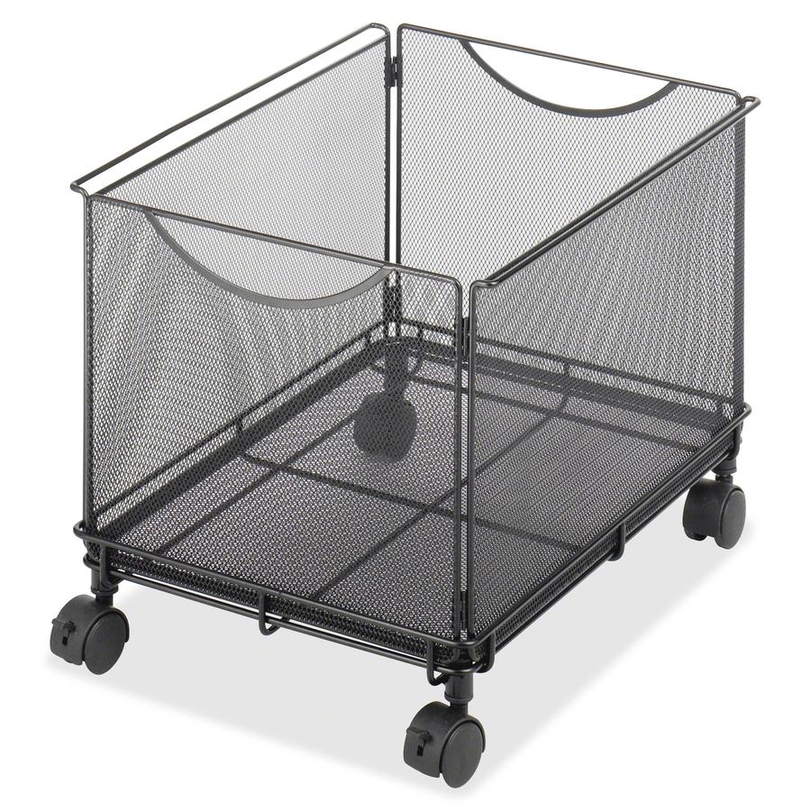 Safco Onyx 5211BL Mesh Rolling File Cube - 4 Casters - 1.50" Caster Size - Steel - x 13.5" Width x 16.8" Depth x 13" Height - Black - 1 Each. Picture 2
