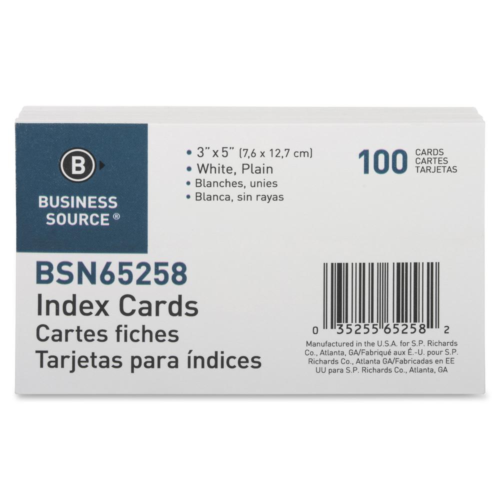 Business Source Plain Index Cards - 5" Width x 3" Length - 100 / Pack. Picture 2