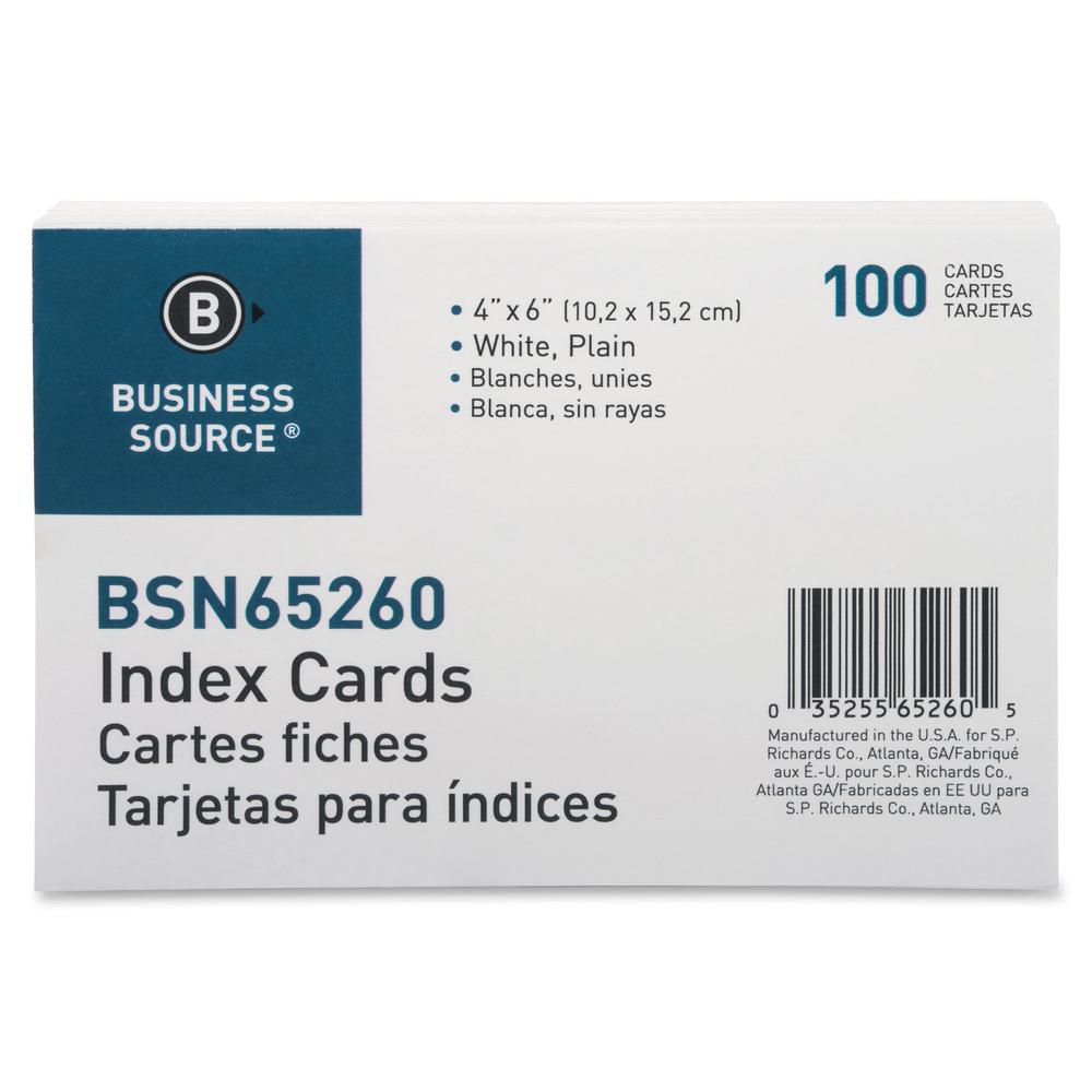 Business Source Plain Index Cards - 6" Width x 4" Length - 100 / Pack. Picture 7